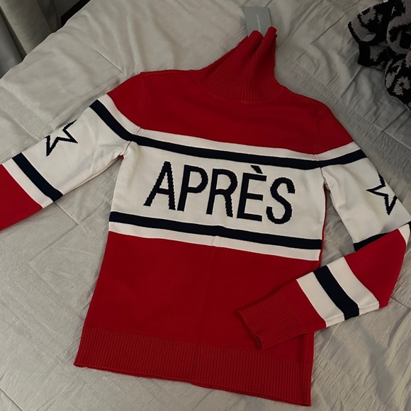 ANTONIO MELANI Red and White Après Turtleneck Sweater - Picture 1 of 7